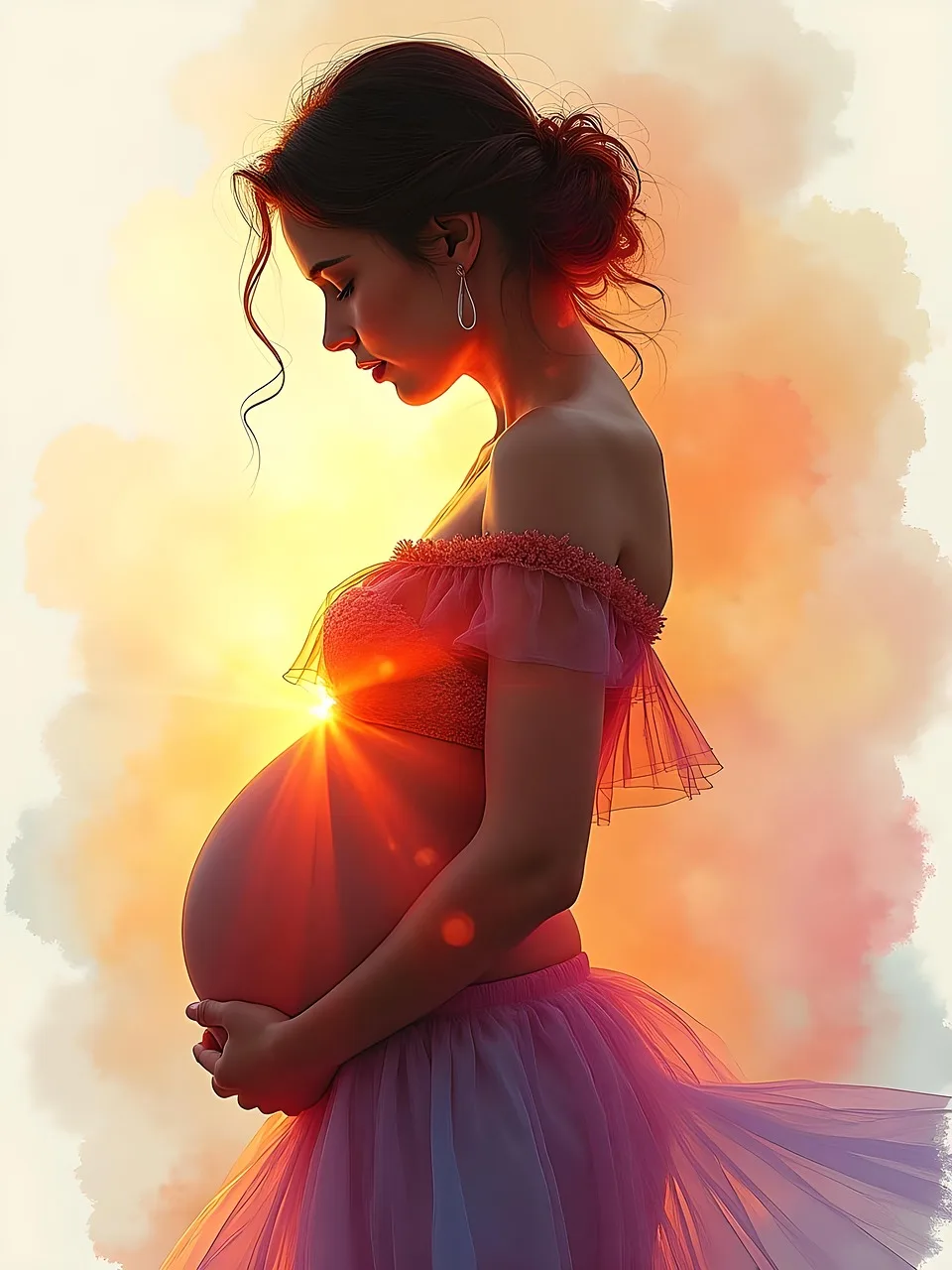 ai generated, woman, pregnant, pregnancy, motherhood, birth, child, portrait