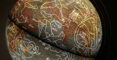 brown and white printed textile