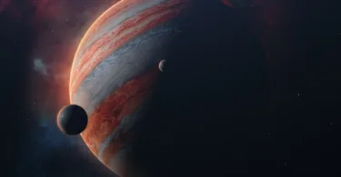 an artist's rendering of a planet with two planets in the background