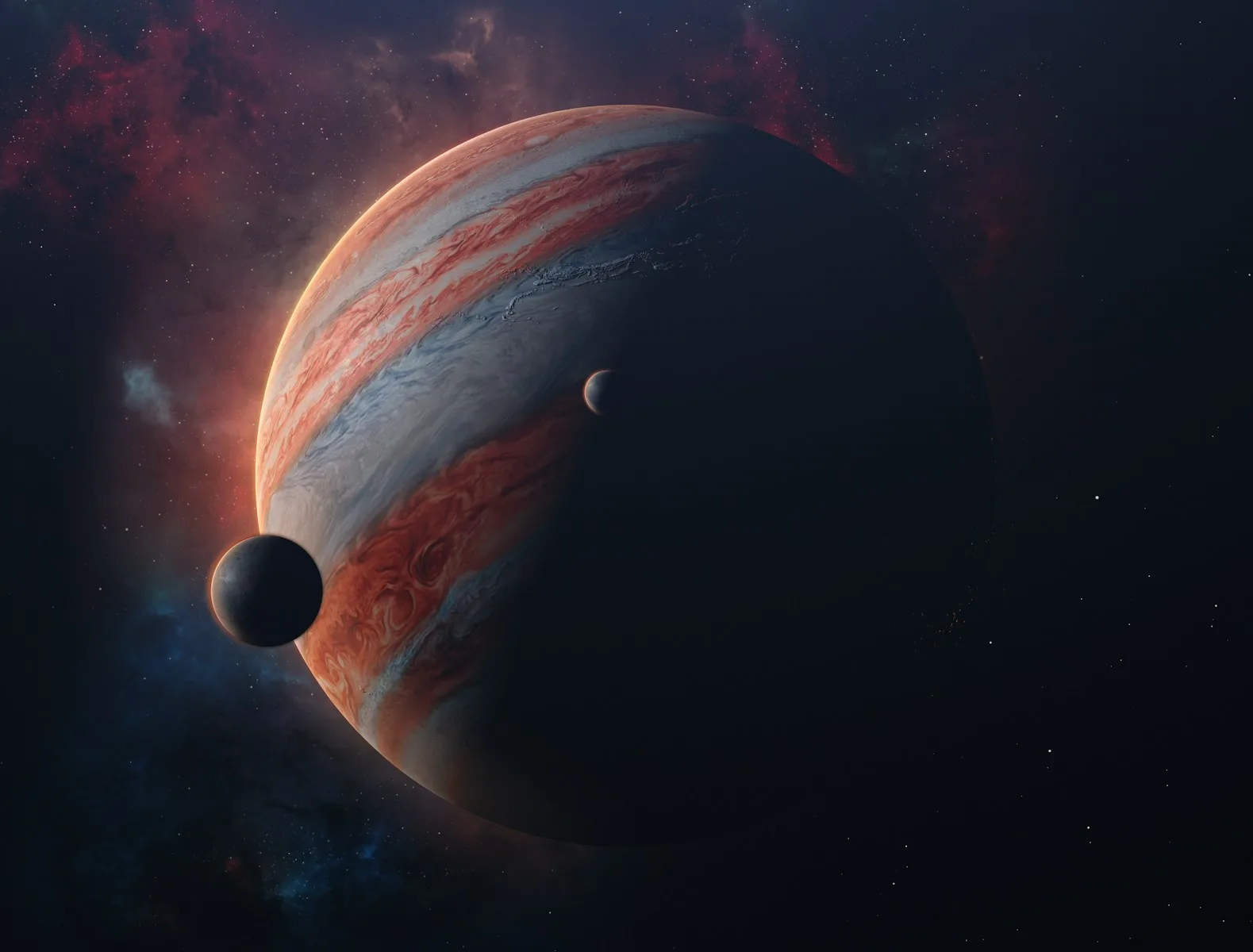 an artist's rendering of a planet with two planets in the background