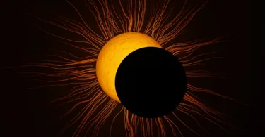 a partial view of a solar eclipse in the sky